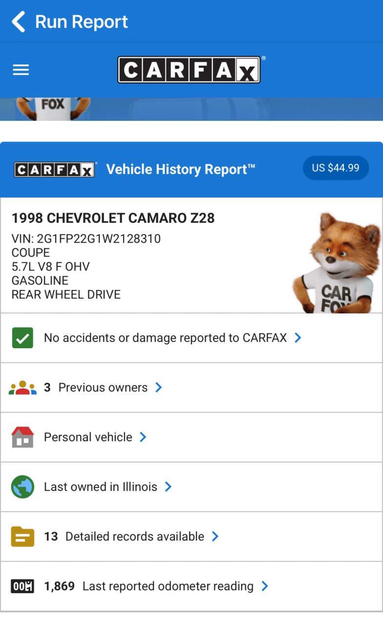 1998 Chevrolet Camaro 89