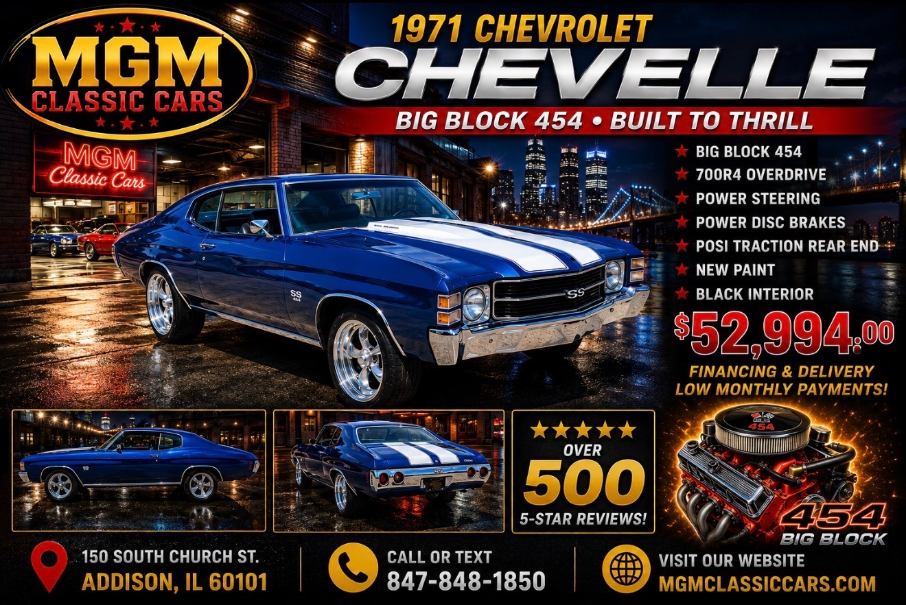 Blue 1971 Chevrolet Chevelle Coupe 4-Speed Automatic