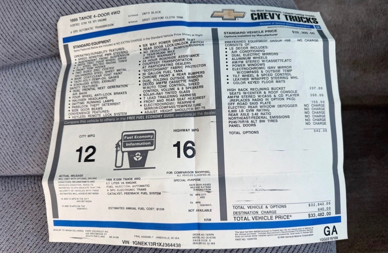 1999 Chevrolet Tahoe 86
